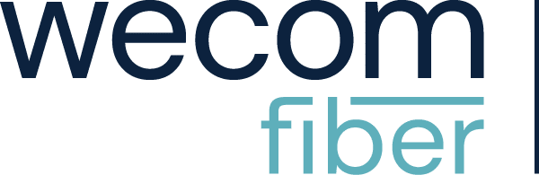 wecom-fiber-logo "wecom" in dark blue text above "fiber" in light blue text with a line over "er" and a vertical line to the right.
